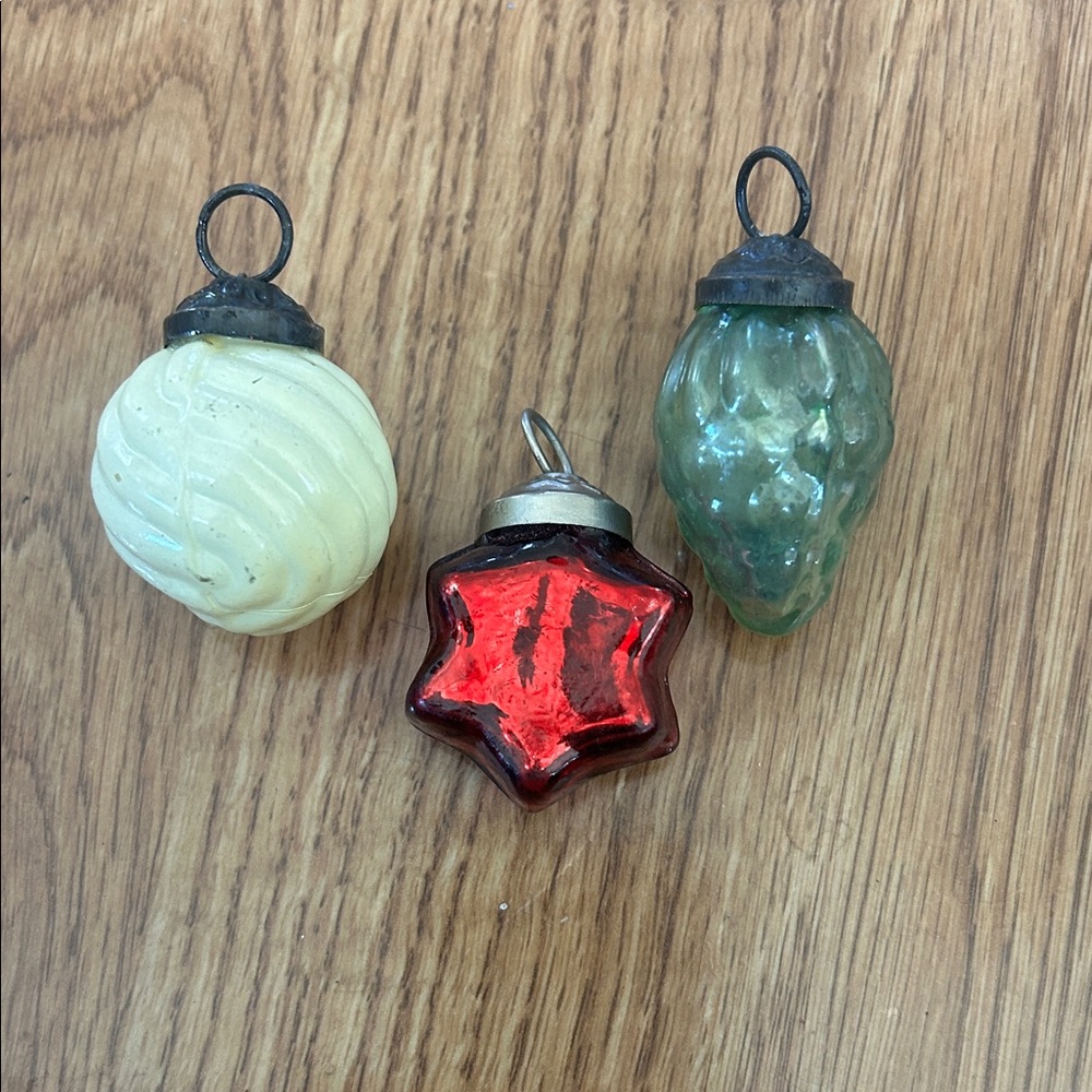Vintage-Inspired Red Star and Mixed Glass Holiday Ornaments